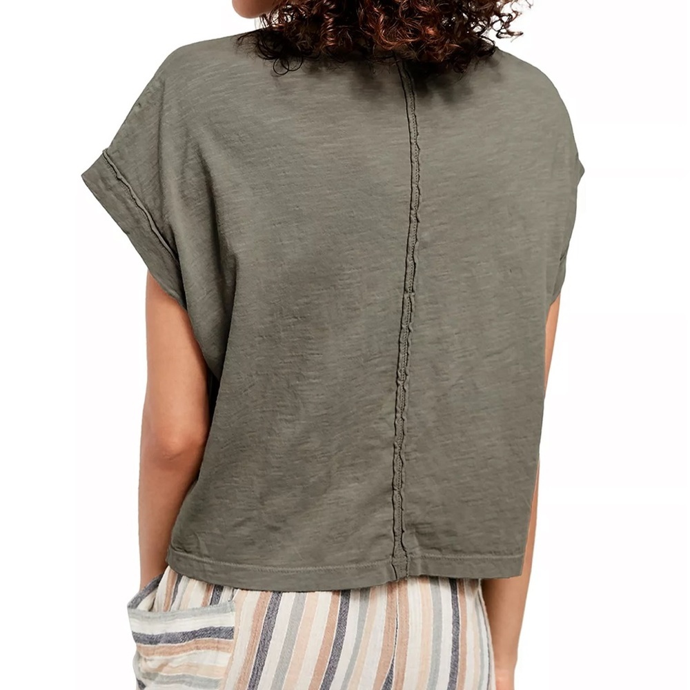 NWT Free People You Rock Tee / Washed Army - Picture 2 of 3